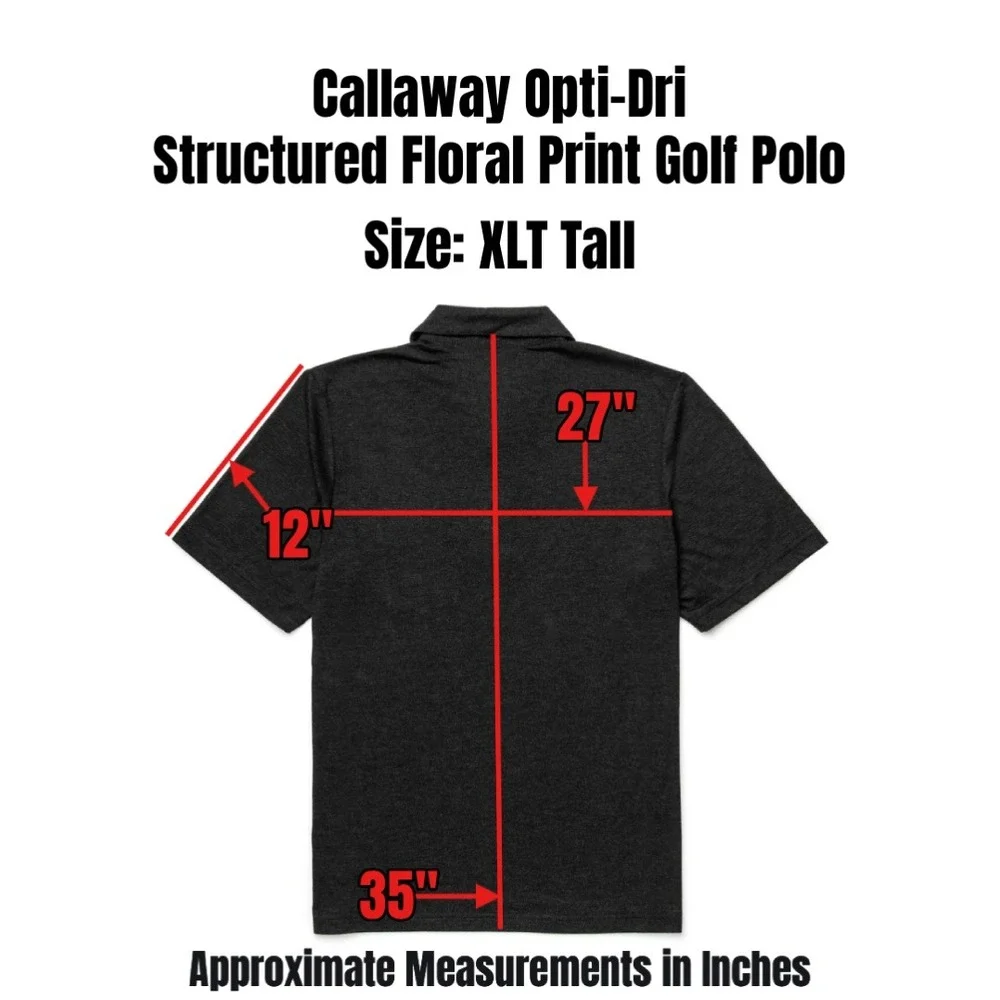 Callaway Opti-Dri Structured Floral Print Polo Mens XLT Tall Performance Golf - Picture 2 of 11